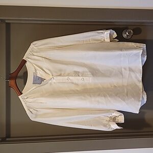 Dovima Cream Satin Longsleeve Blouse w Buttons